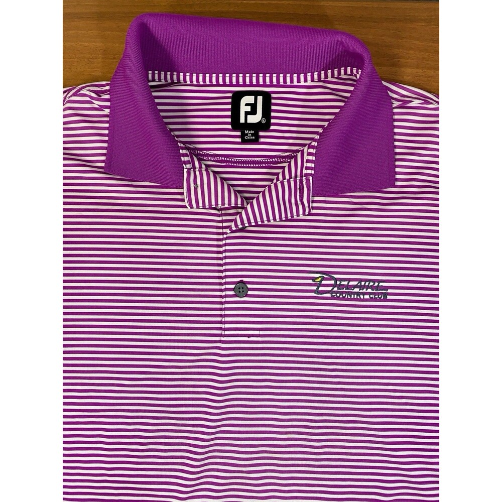 FootJoy Shirt Mens XL Performance Golf Polo Stretch Striped Delaire Country Club